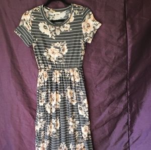 Floral Stripe Maxi Dress